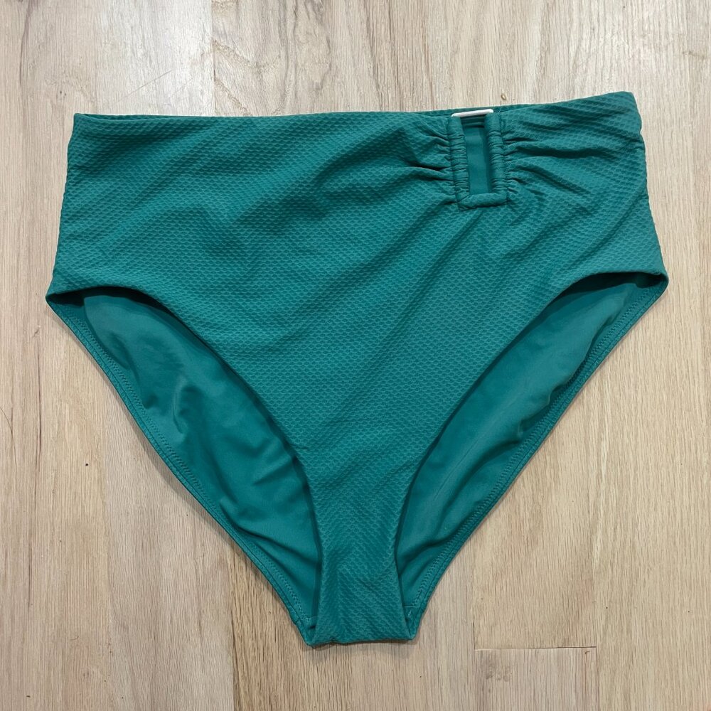CALIA Women's Asymmetrical Rectangle Trim Swim Bottoms | Size Large